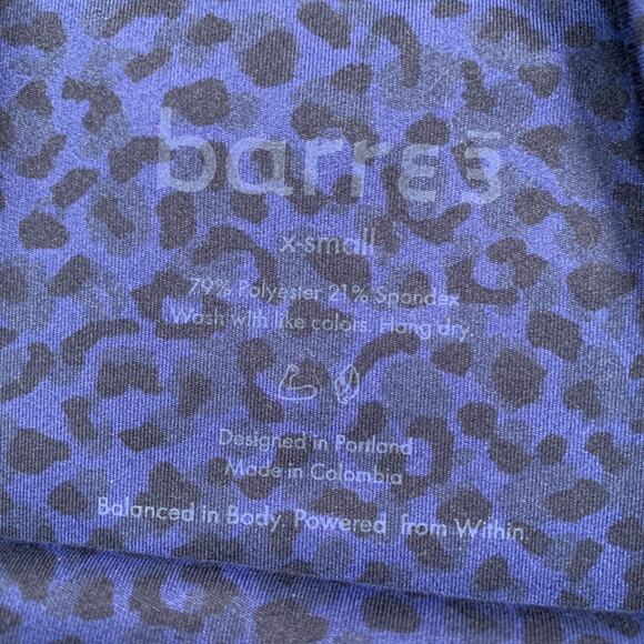 Barre3 Leggings Women XS Extra Small Blue Cheetah High Rise Wide Waistband Yoga - Picture 5 of 11